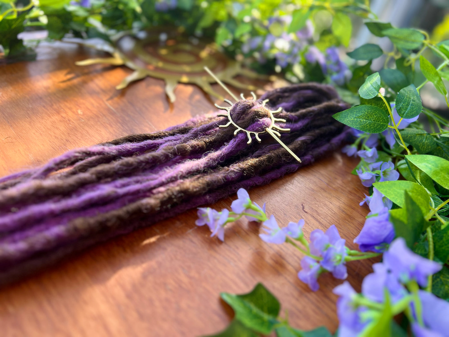 Set of 10 - Purple-Brown Mix Dreadlock Extensions