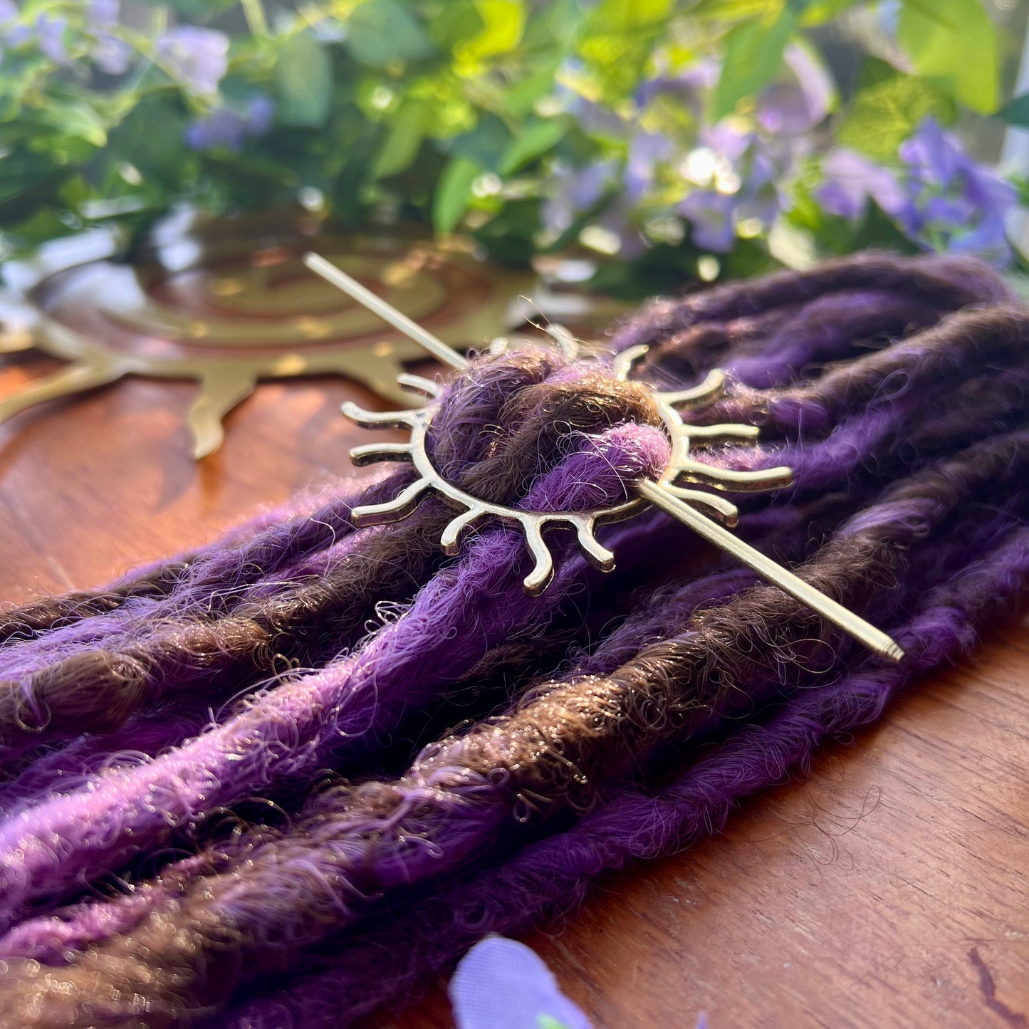 Set of 10 - Purple-Brown Mix Dreadlock Extensions