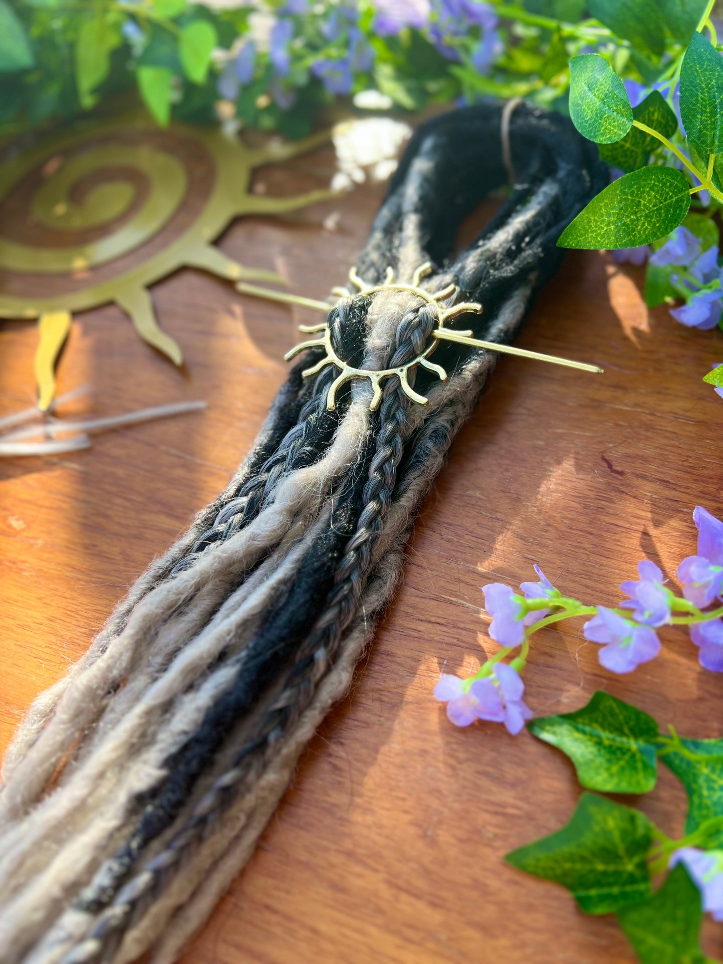 Set of 10 - Black Grey Dreadlock Extensions