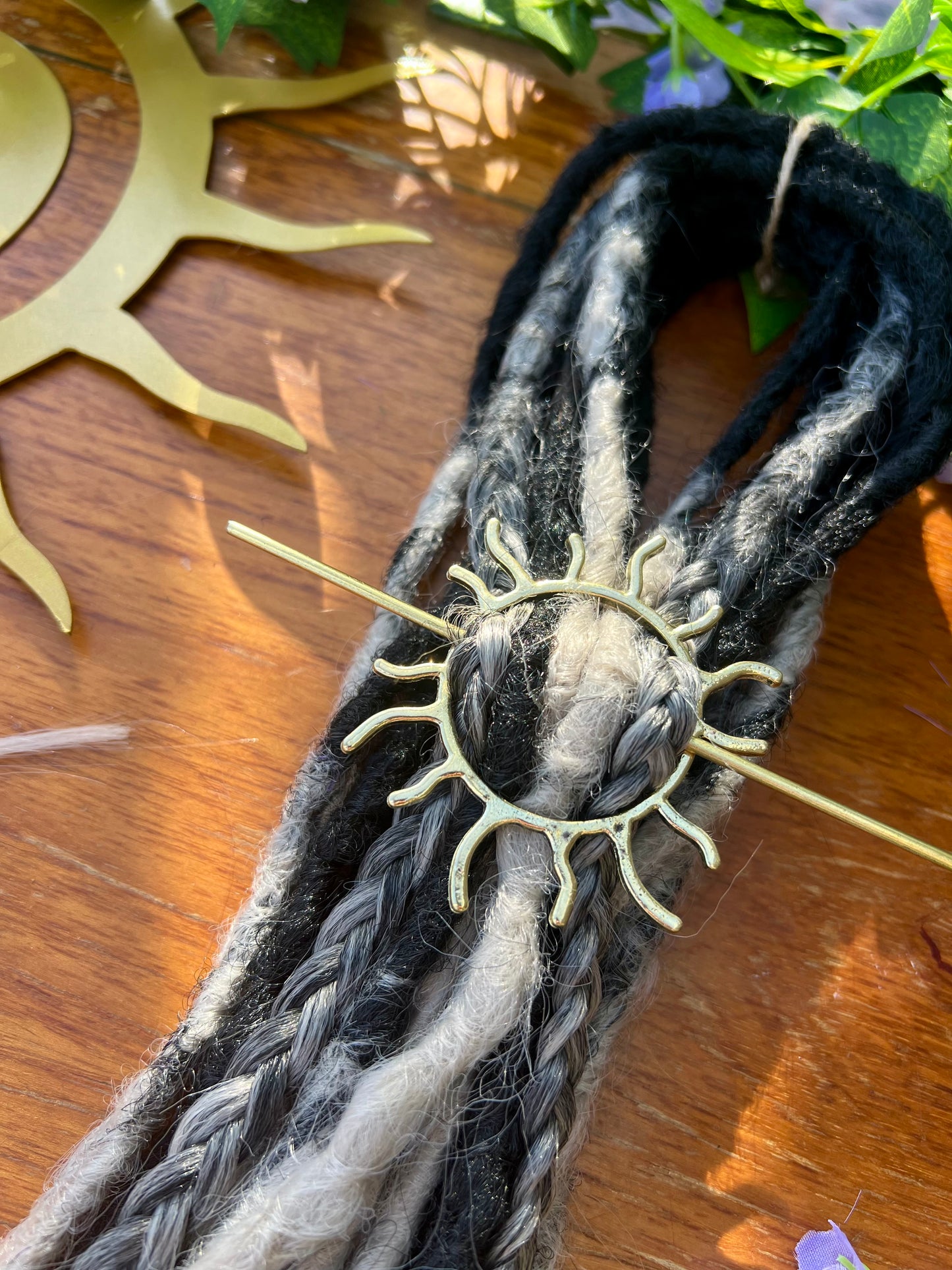 Set of 10 - Black Grey Dreadlock Extensions