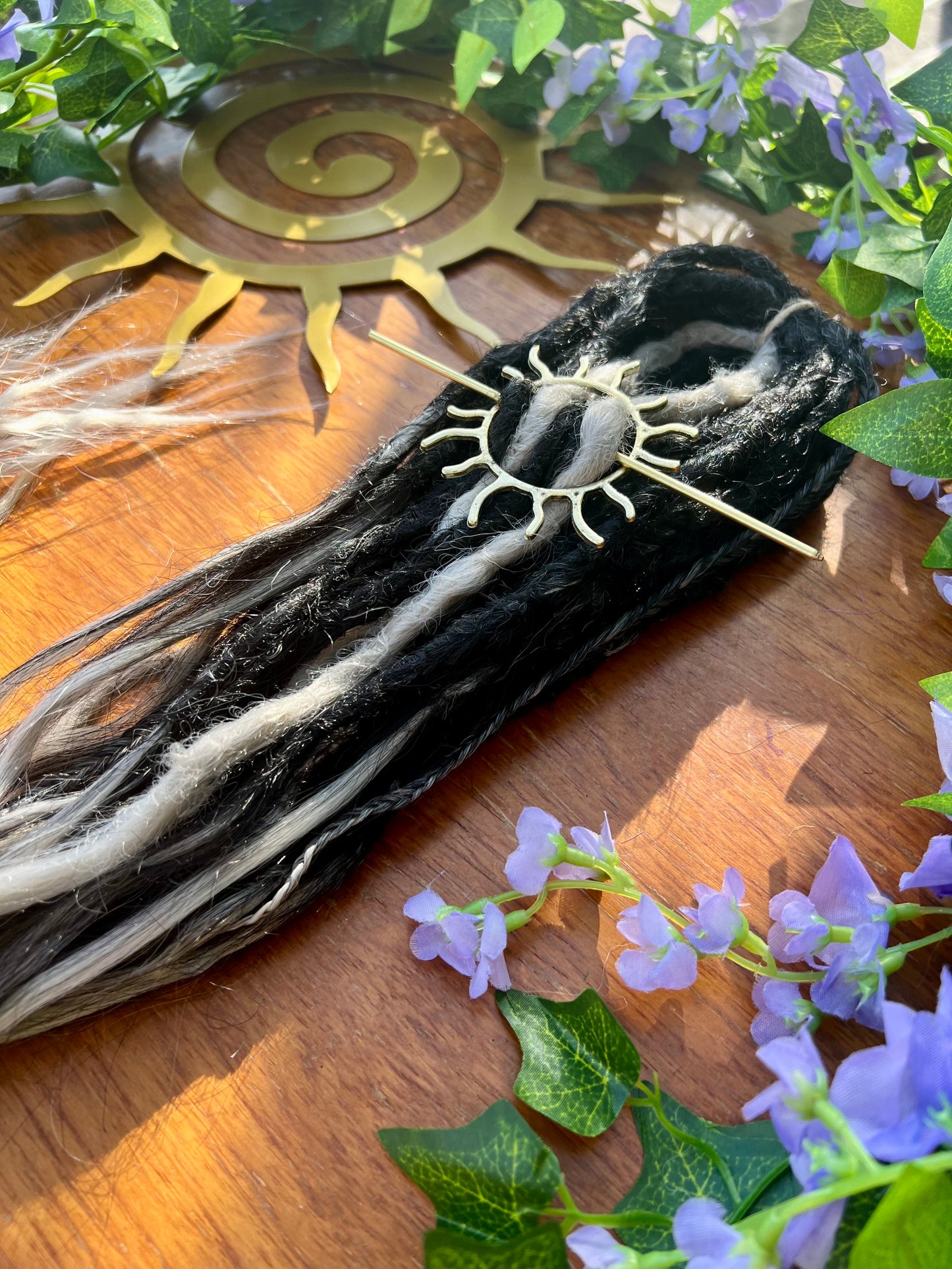 Set of 10 - Black Grey Dreadlock Extensions