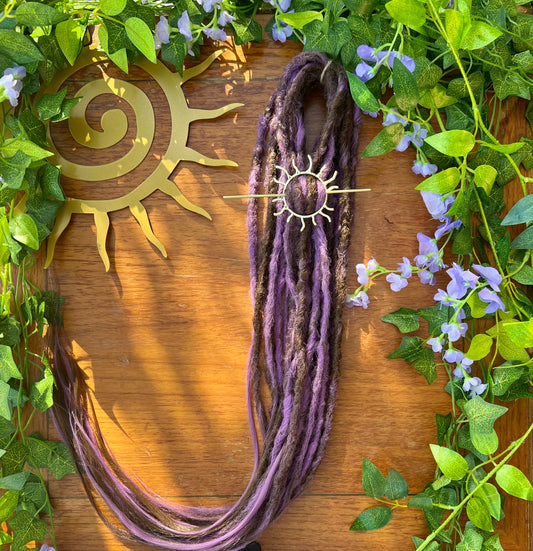 Set of 10 - Purple-Brown Mix Dreadlock Extensions